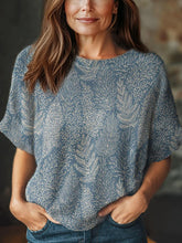 Women's Vintage Tree Pattern Art Print Casual Crew Neck Short Sleeve Knitted Sweater